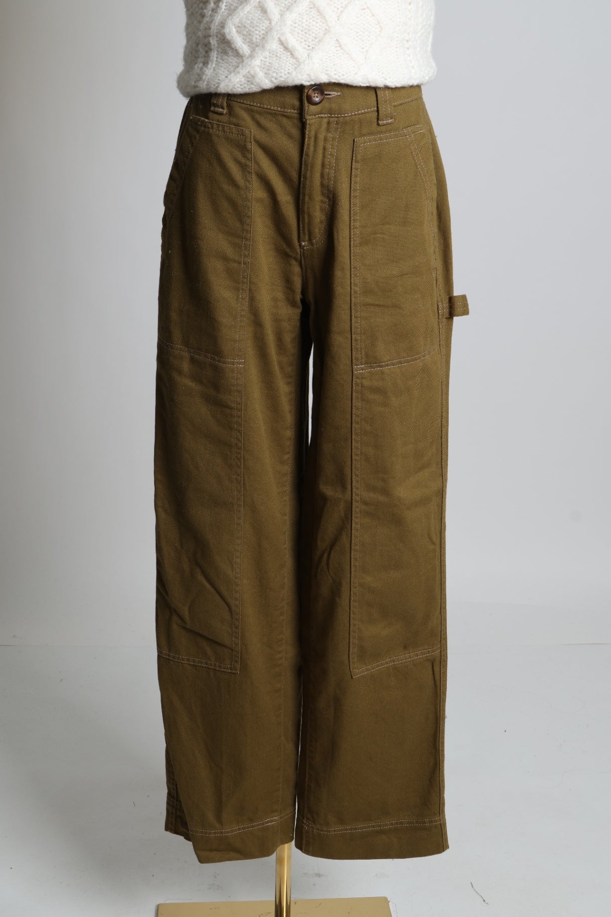 Pantalon utilitaire taille haute à coupe droite