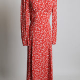 Robe à coupe midi fendue avec motif floral et dos ouvert