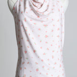 Haut à col licou, dos ouvert et motifs de fleurs