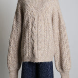 Pull en laine en maille torsadé