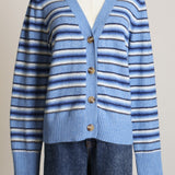 Cardigan avec rayures bleues et blanches