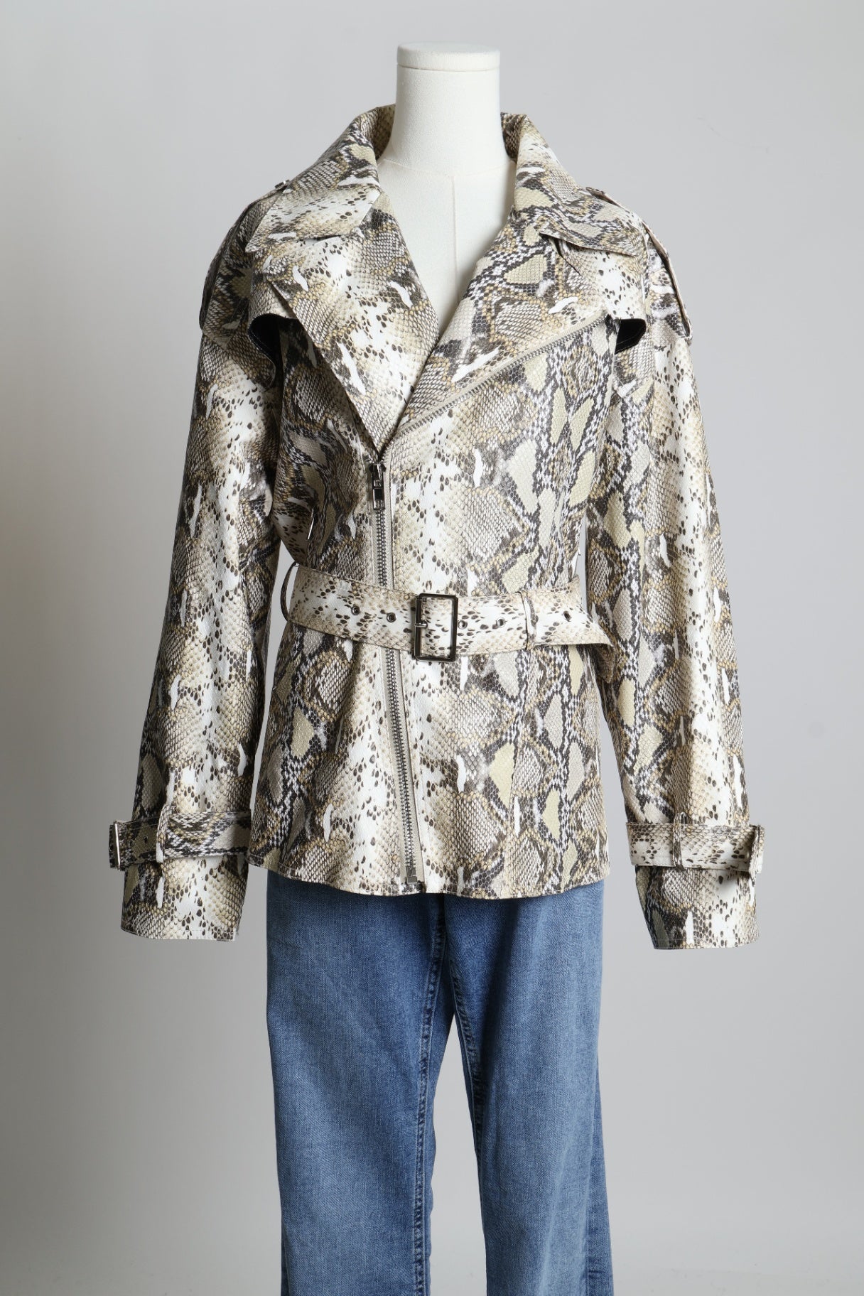 Veste en similicuir à imprimé serpent
