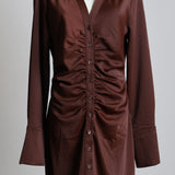 Robe chemisier froncée effet satiné