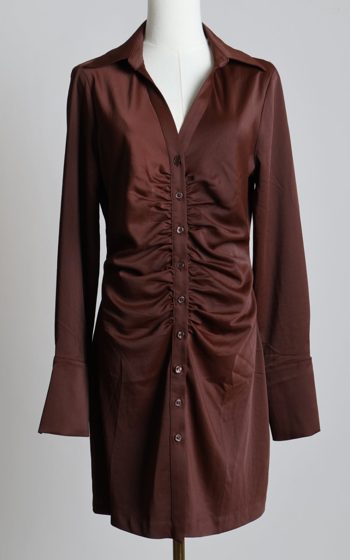 Robe chemisier froncée effet satiné