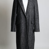 Manteau de laine à coupe droite à motif texturé blanc moucheté