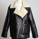 Manteau style aviateur en similicuir et sherpa