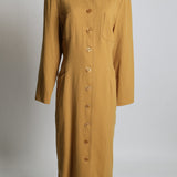 Robe longue en laine avec poches plaquées sur le devant
