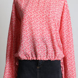 Blouse à motif floral et liens ajustables